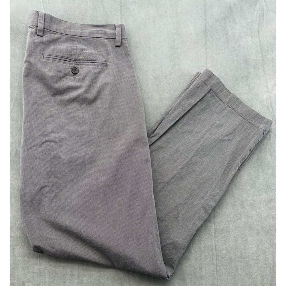 Banana Republic Kentfield Pants Chino Men's 36x30 Gray Herringbone Cotton Casual